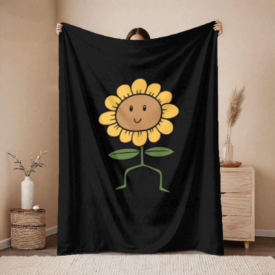 Grow Old Become A Sunflower Throw Blankets