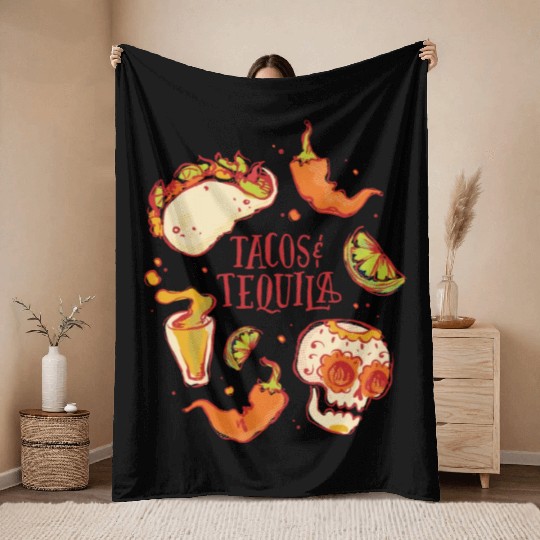 Tacos and Tequila Mexican Fiesta Tacos and Tequila Throw Blankets