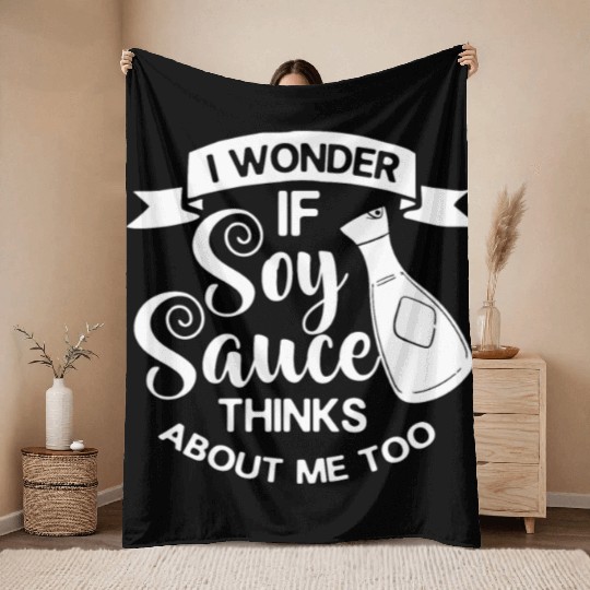 Soy Sauce Japanese Sushi Dark Ramen Noodles Bottle Throw Blankets