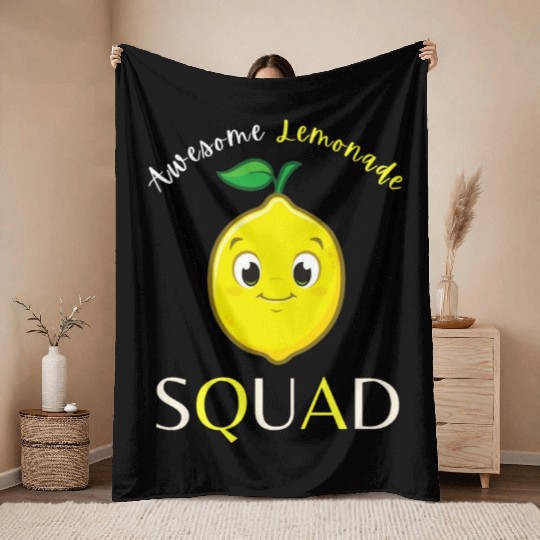 Awesome Lemonade Squad Lemon Lovers For Summer Throw Blankets