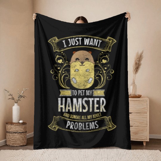 Hamster Nocturnal Sweet Running Wheel Throw Blankets