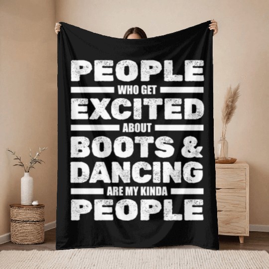 Line Dancing Western Country Dance Throw Blankets