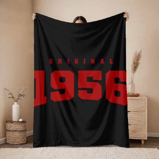 MODERN 1956 RED FONT Throw Blankets