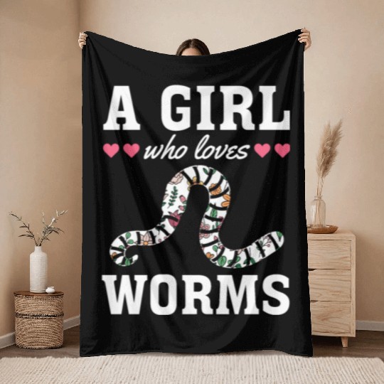 Cute Worm Lover Cute Worm Girl I A Girl Who Loves Throw Blankets