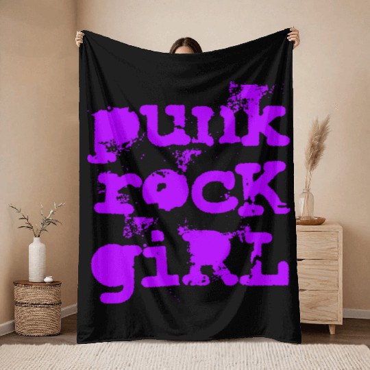 Punk Rock Girl Throw Blankets