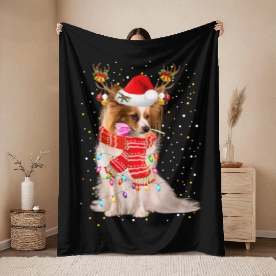 Papillion Throw Blankets Papillion Reindeer Christmas Light