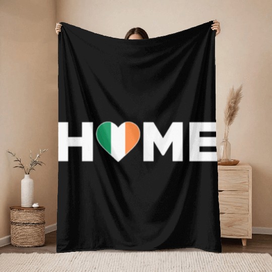 Ireland Home Country Irish Flag Ireland Heart Throw Blankets