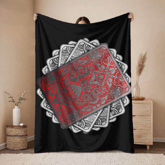 Red Playing Card Deck Throw Blankets