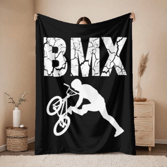 bmx race bike cyclist rider trick Throw Blankets