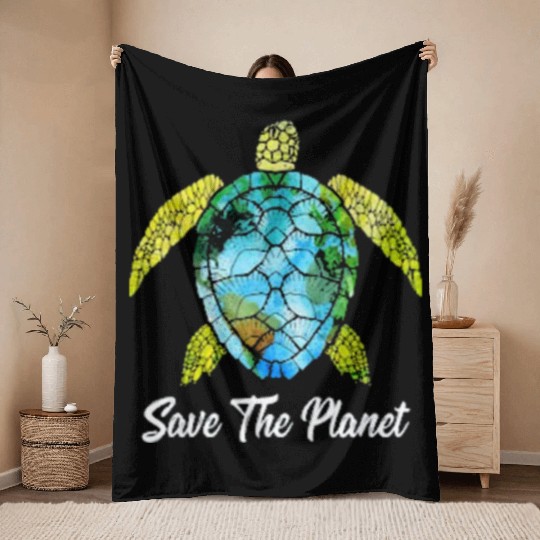 Save The Planet Earth Day Save Turtles Sea Life Throw Blankets