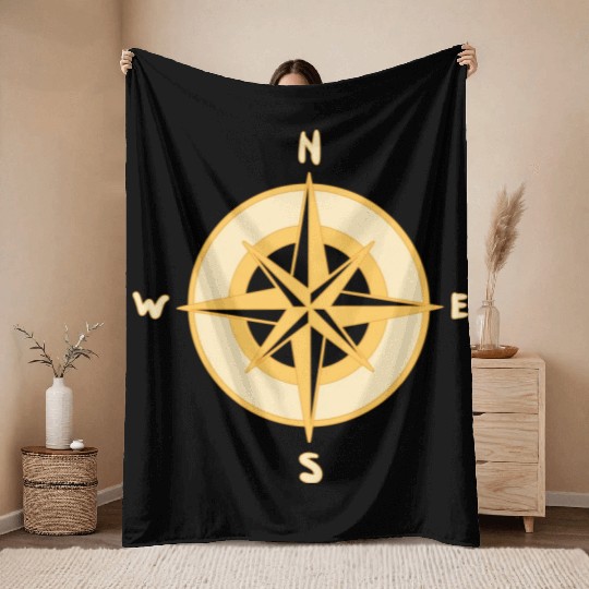 Nautical Compass star / rose, cardinal directions Throw Blankets