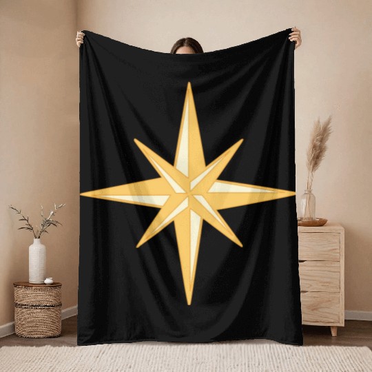 Nautical star. Compass rose, cardinal directions Throw Blankets