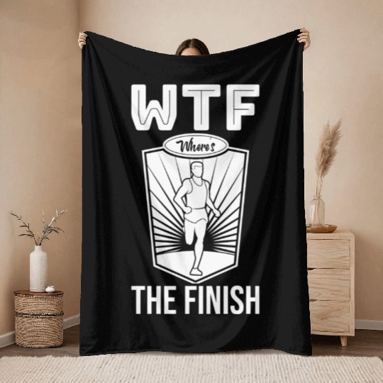 WTF Where's The Finish - Running Runner Throw Blankets