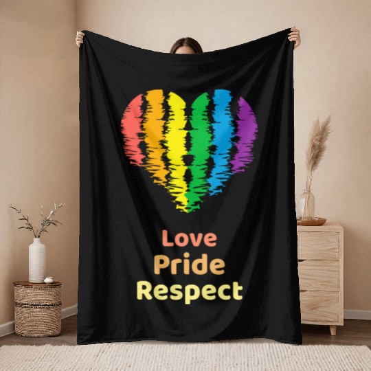 Love Pride Respect. Rainbow Heart For Oslo Throw Blankets