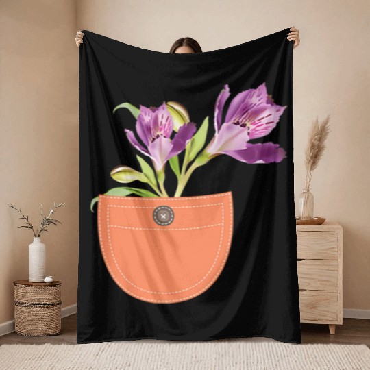 Stylish Pocket Flower Gardening Throw Blankets