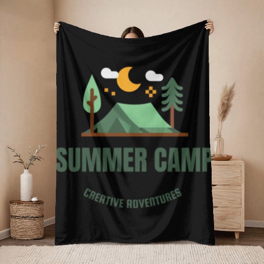 Summer Camp Throw Blankets