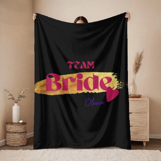Gold and Black Modern Team Bride Throw Blankets