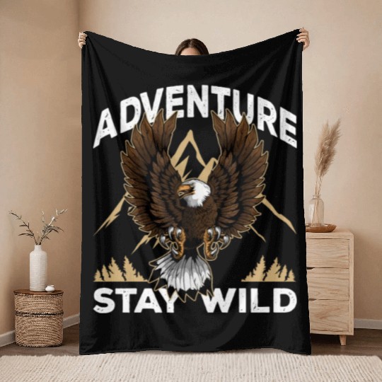 Adventure Lover Bald Eagle Natural Park Camping Throw Blankets