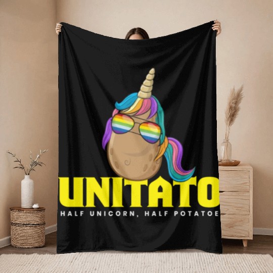 Unitato Potato Unicorn Throw Blankets