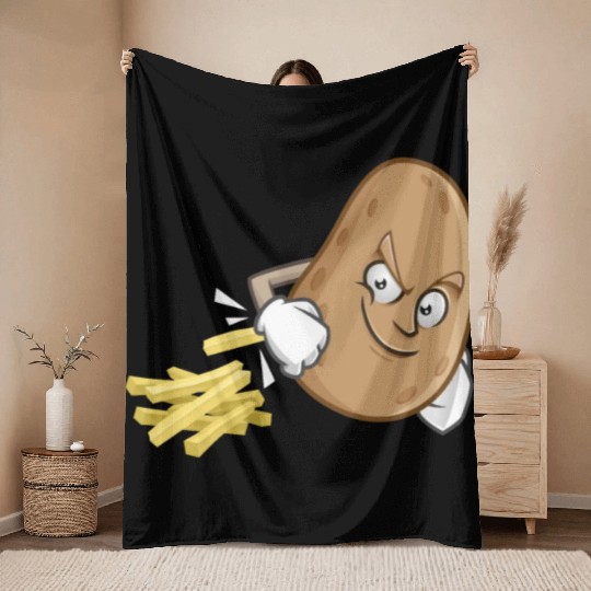 French Fries Potato Fries Throw Blankets