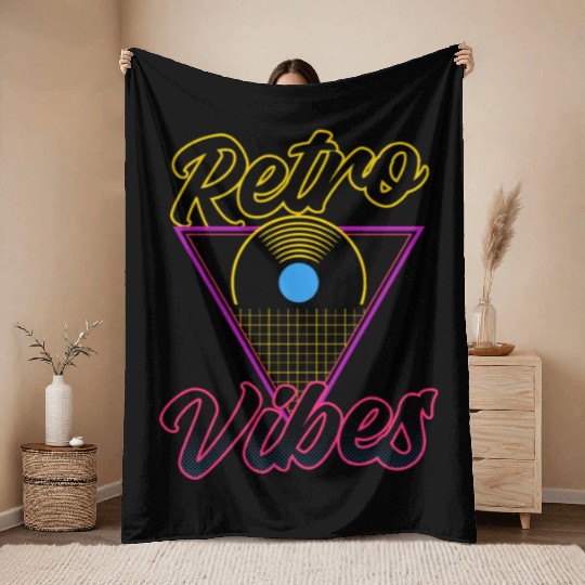 EDM Rave Techno 80s Retro Vibes Throw Blankets