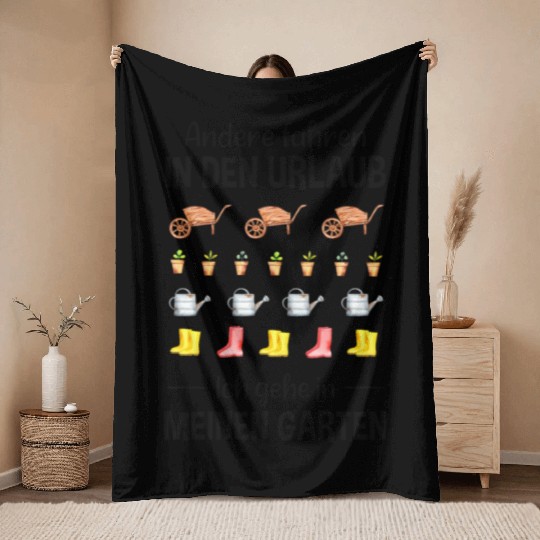 Garden Vacation Funny Quote Gardener Gift Idea Throw Blankets