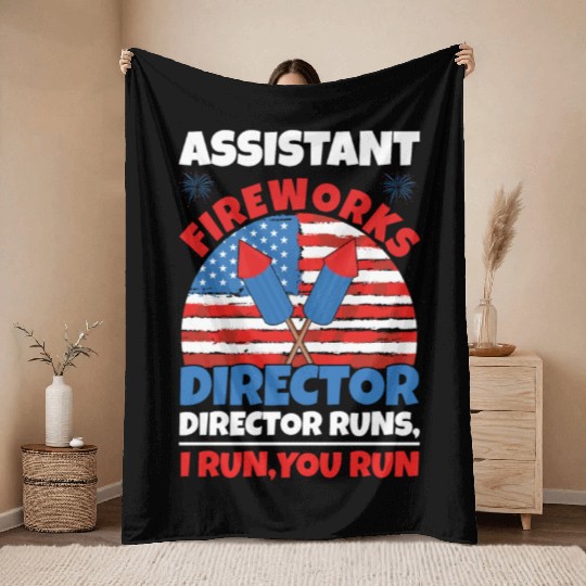 America American Fireworks Director 4th Of July Throw Blankets