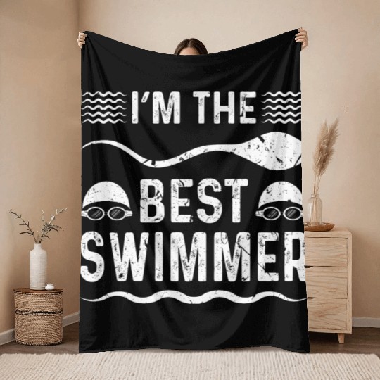 Best Swimmer Funny Humor Swim Throw Blankets