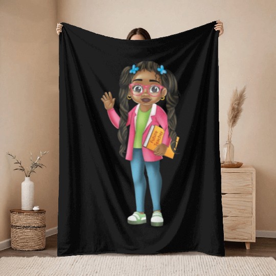 I Am The Future African American Girl Teacher Throw Blankets