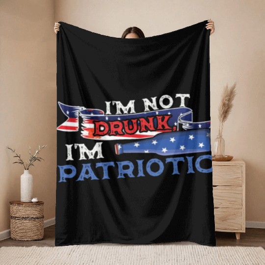 Beer Not Drunk America American Flag 4th Of July Throw Blankets