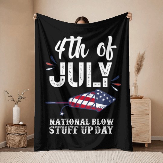 July 4th National Fireworks Day Throw Blankets