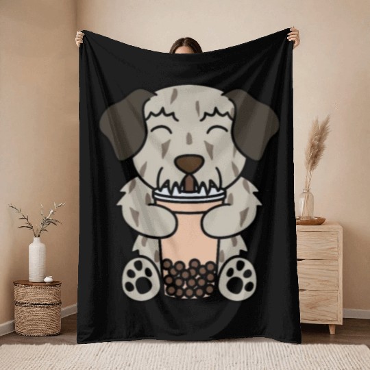 Boba Bubble Tea Irish Wolfhound Throw Blankets