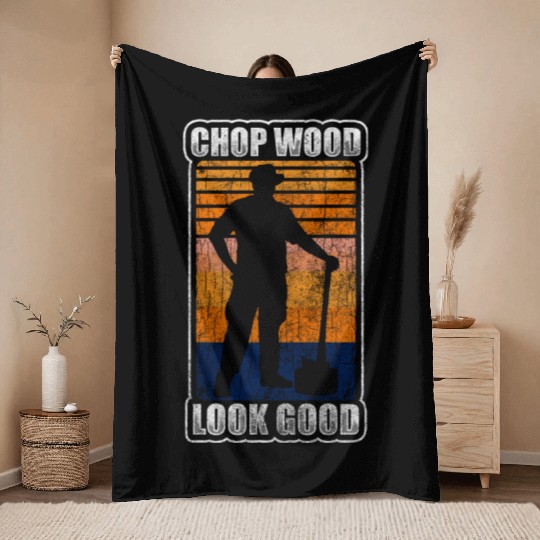 Lumberjack Chainsaw Throw Blankets