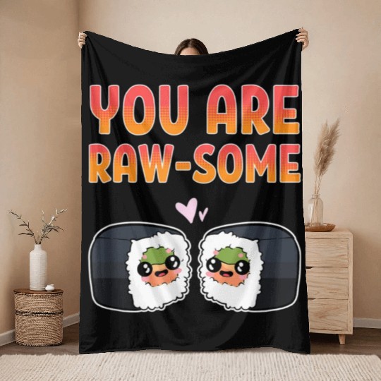 Sushi Anime Figure Japanese Throw Blankets