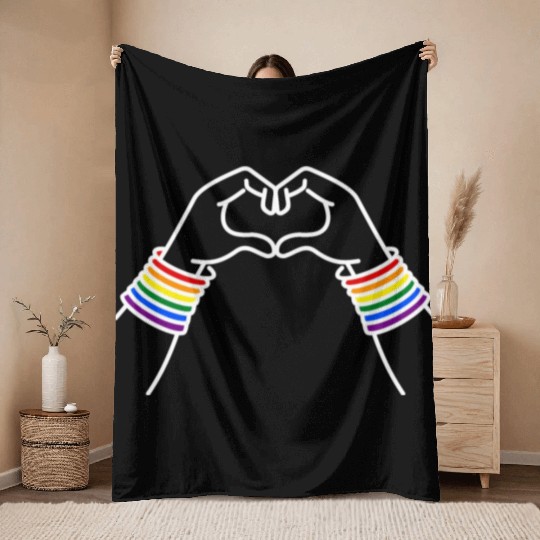 LGBT pride rainbow heart Throw Blankets