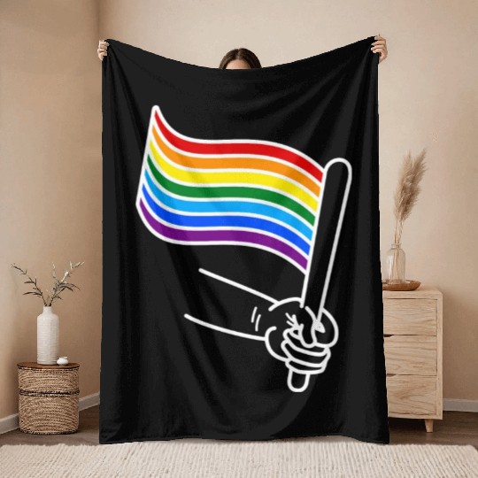 LGBT pride rainbow heart Throw Blankets