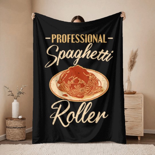 Italian Food Profeesional Spaghetti Roller Pasta Throw Blankets
