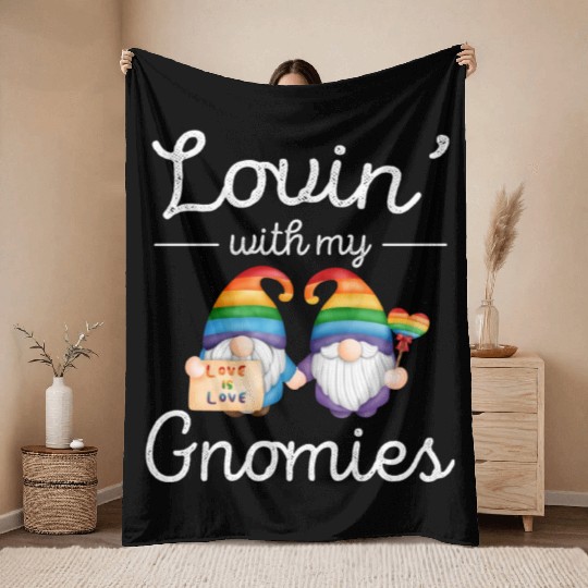 LGBT Gnome Lover Rainbow Pride Month Throw Blankets