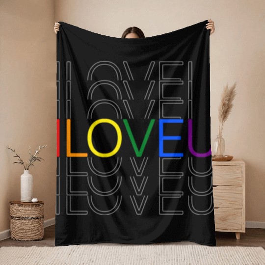LGBT pride rainbow heart I Love You Throw Blankets