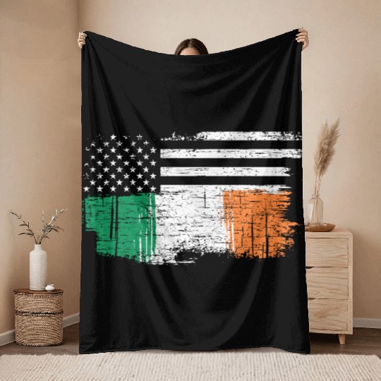 American ireland flag Throw Blankets