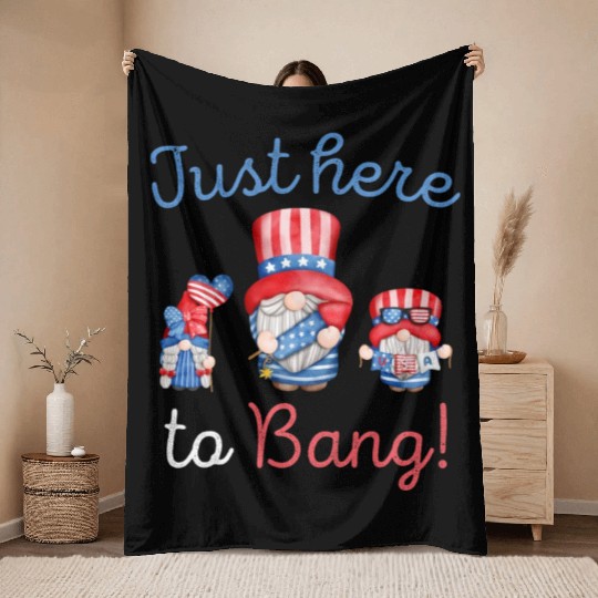 Funny US Gnomes 4th of July Humor Throw Blankets