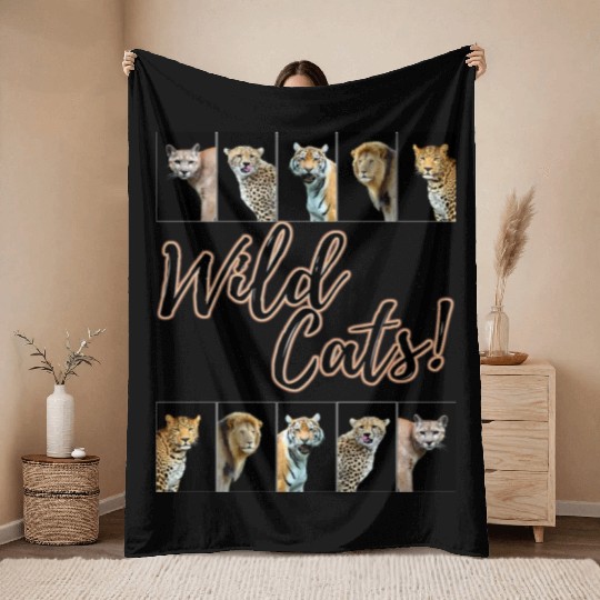 WILDCATS! | Lion, Leopard, Cheetah, Puma, Tiger Throw Blankets