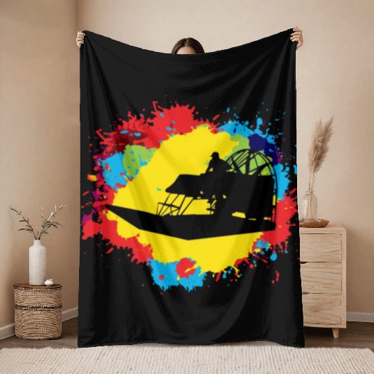 Airboat Fanboat Airboating Planeboat Swamp boat Throw Blankets