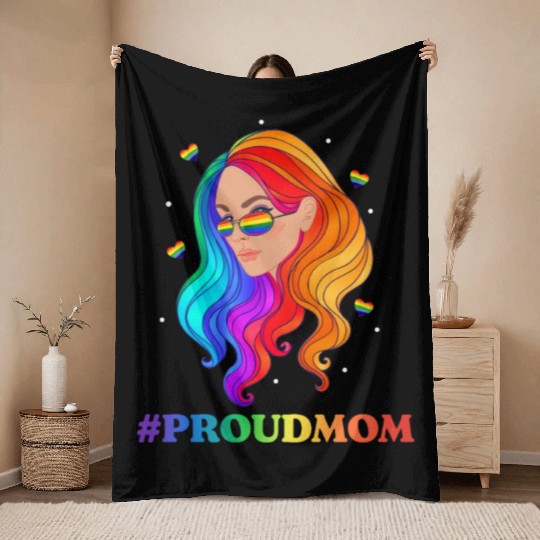 LGBTQIA+ #Proudmom Mother's Day Throw Blankets