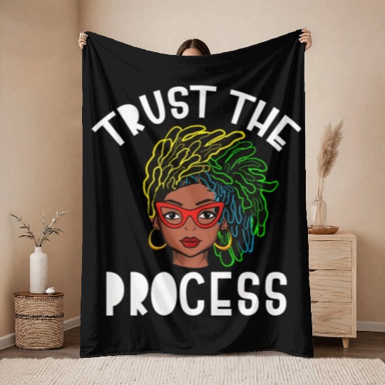 Naturally Loc's Trust The Process Throw Blankets