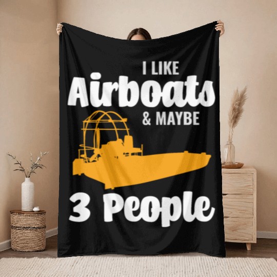 Airboat Fanboat Airboating Planeboat Swamp boat Throw Blankets