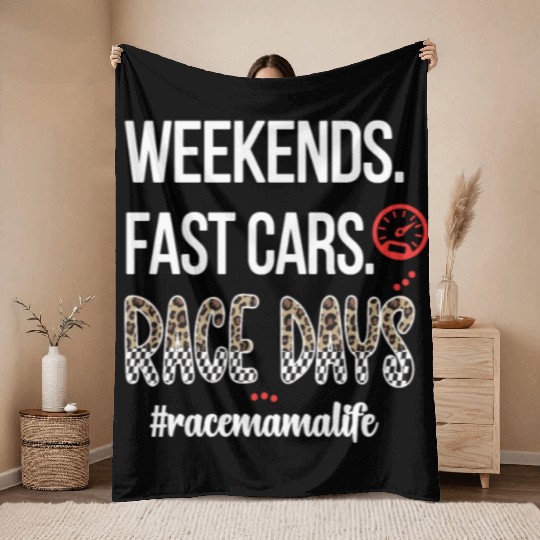 Race Mama Life Racing Mom Racing Mother Gifts Throw Blankets