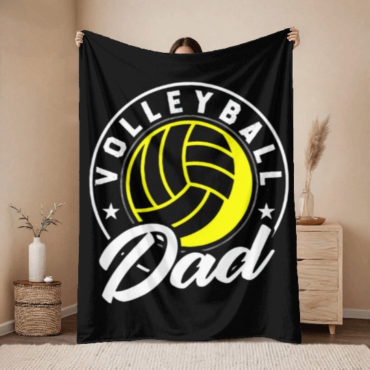 Volleyball Lovers Volleyball Dad Throw Blankets