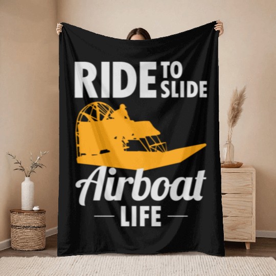 Airboat Fanboat Airboating Swamp boat Race Ride Throw Blankets