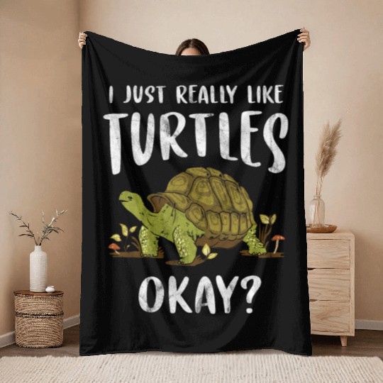 Turtle Relaxed Chilling Sea Ocean Beach Throw Blankets